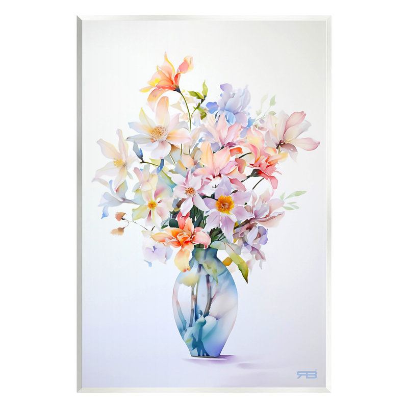 «Minimal Mixed Bouquet», art mural sur bois par RB, H 15 po x l 10 po