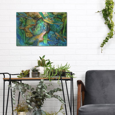 Luxe Metal Art 'Sea Turtle Garden' by Carol Cavalaris Metal Wall Art