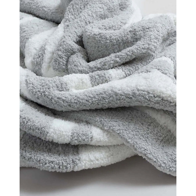 Woodland Throw Blanket, Cloud Gray/Off White Abstract