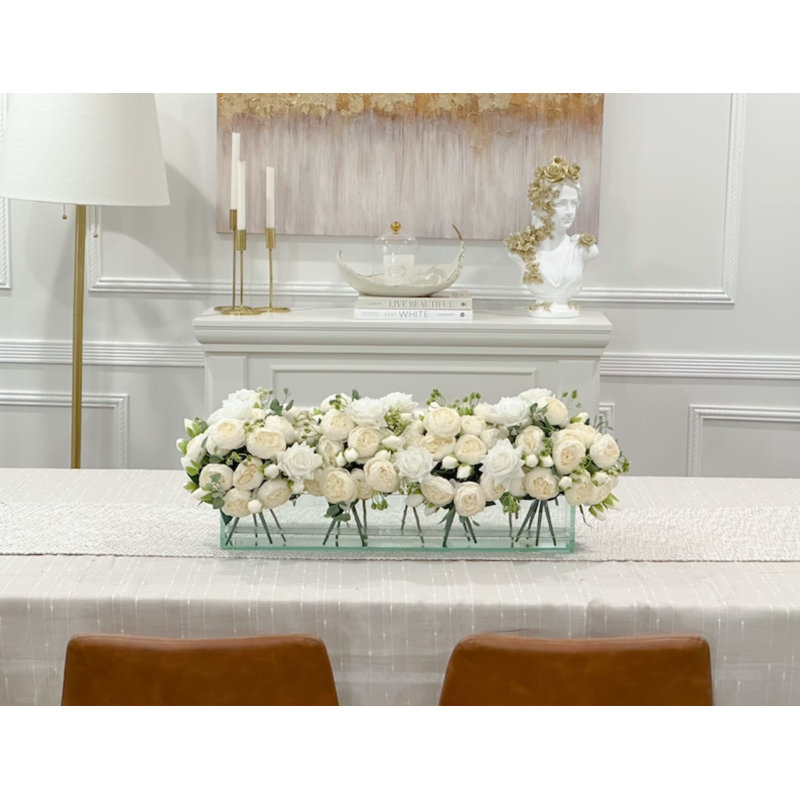Rose Arrangement in Vase, 24, White