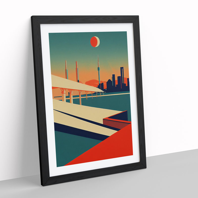 City Skyline Deco No.1 - Framed Print, Black, 46cm H x 34cm W x 2cm D