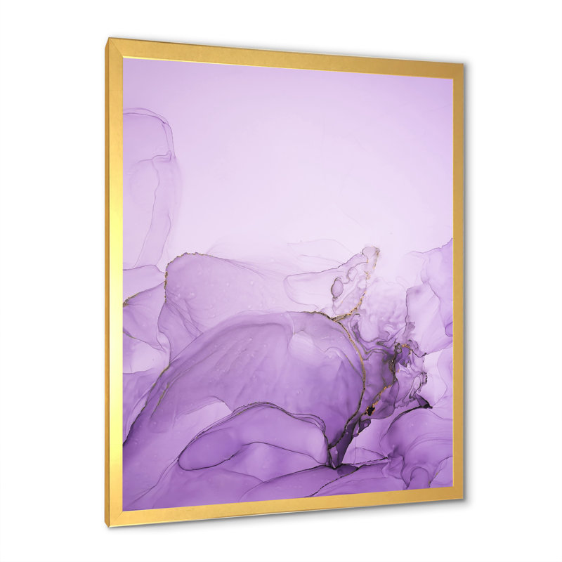 Art luxueux sur toile marbré mauve de luxe III, Toile avec cadre photo doré, H 12 po x l 8 po x P 1 po