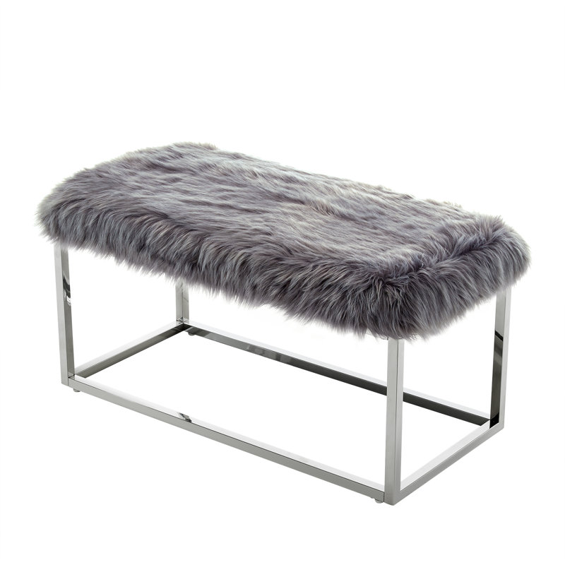 Banc de repose-pieds Renoir, Chrome, Gris