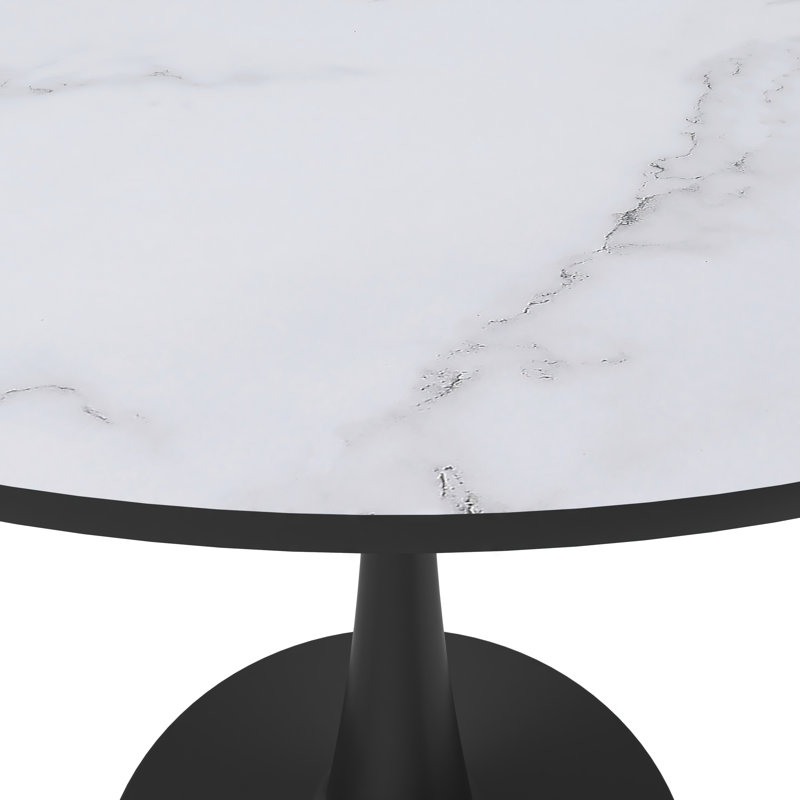Table de salle à manger Ceballo Mid-Century pour 4 à 6 personnes, H 29 po x L 31,5 po x l 31,5 po, Blanc 1, Blanc