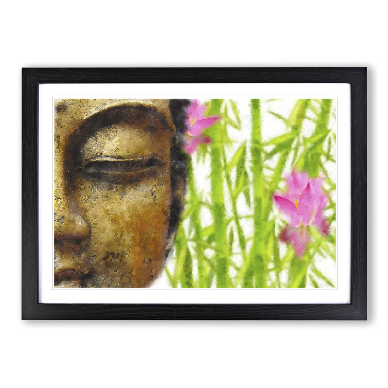 Buddha Statue Vol.8 - Picture Frame Painting, Black Framed, 48cm H x 65cm W x 2cm D