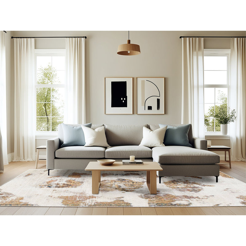Tapis décoratif multicolore à motif abstrait, Rectangle 6 pi x 9 pi