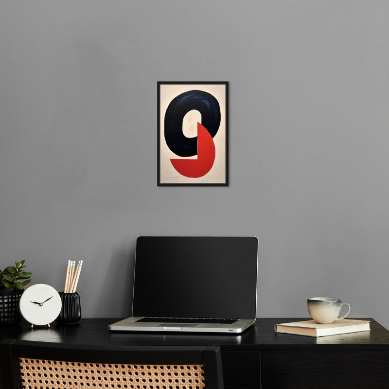 «Perfect Match I», art mural abstrait rétro par Notoriart, Cadre noir, H 16 po x l 11 po