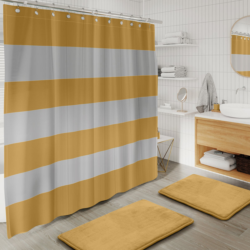 Camel Gold 20-Piece Bathroom Accessory Set with Fabric Shower Curtain