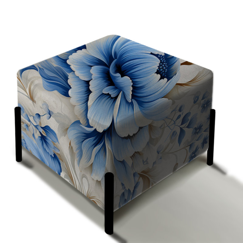 Motif victorien complexe de dentelle cobalt complexe - repose-pieds carré floral