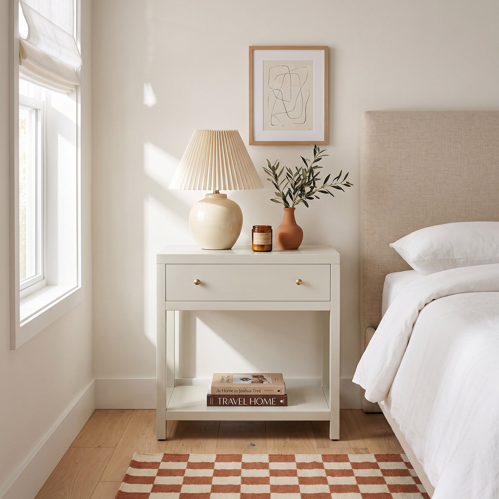 Celine 30" 1-Drawer Acacia Nightstand, Green