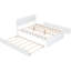 Structure de lit double pleine grandeur blanc lustré avec lit gigogne simple et 2 tiroirs polyvalents qui créent de l'espace-1202614747-1202614746
