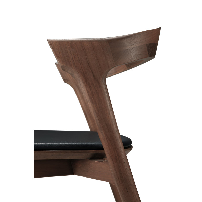 Bok Leather Dining Chair, Black Leather, Walnut