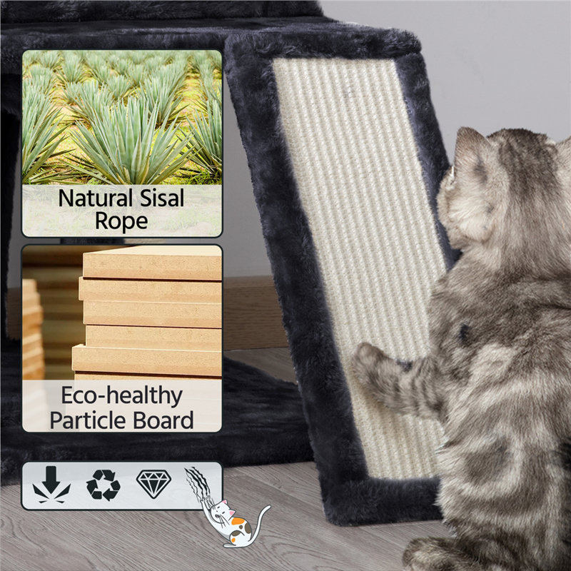 91cm H Multilevel Cat Tower, Black