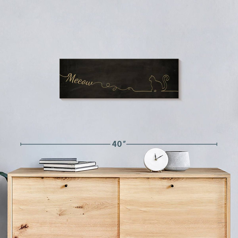 Chat Meow sur toile, H 8 po x l 24 po x P 1 po