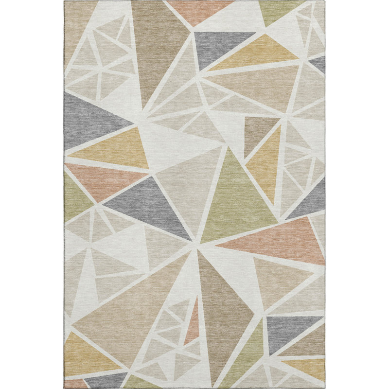 Premium Machine Washable Ketterer AMF1039 Geometric Rug, Rectangle 10' x 14'