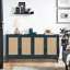 Armoire de rangement décorative avec 4 portes en rotin, console de rangement moderne avec tablettes réglables pour le salon