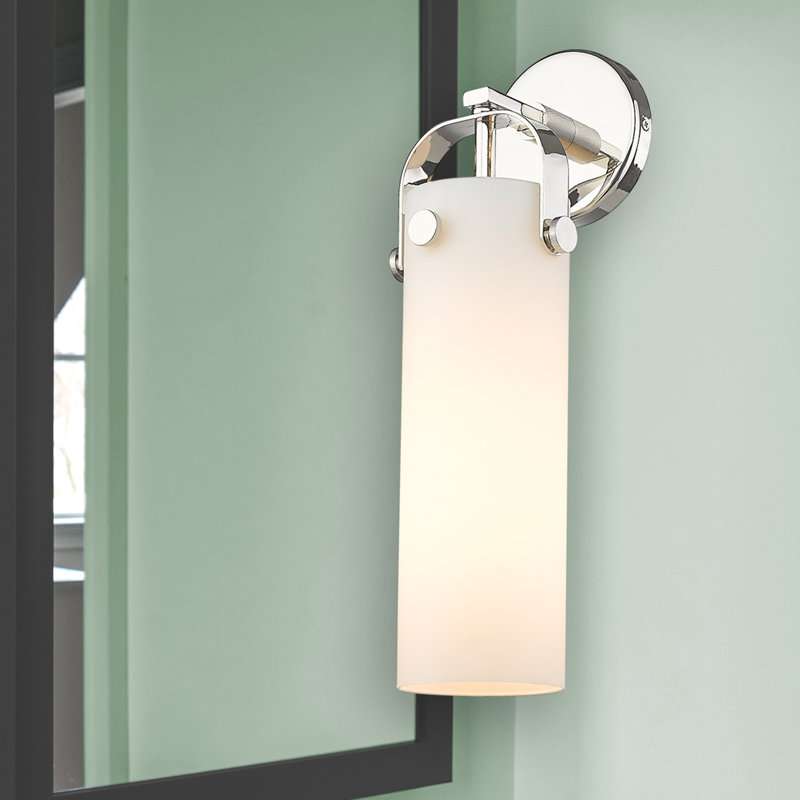 Applique murale 1 lumière 4 po Erie, Blanc mat, Nickel poli
