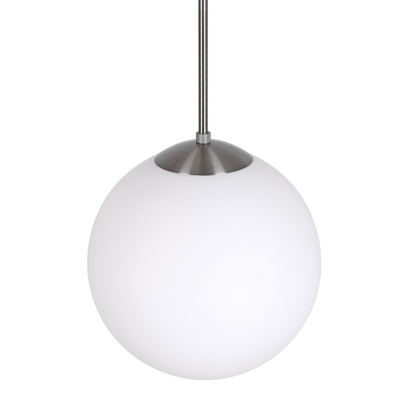 Luminaire suspendu simple à 1 lumière Wilbourn, Nickel brossé, 51.25" H x 12" W x 12" D