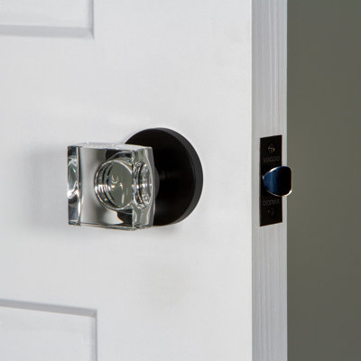 Viaggio Circolo Rosette Privacy (Bed & Bath) with Quadrato Crystal Knob