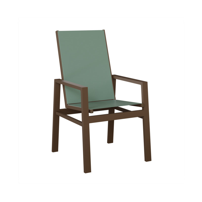 Chaise de salle à manger à haut dossier en aluminium berlinois berlinois Vida Mesquite, Veine d'aluminium et de bois mesquite