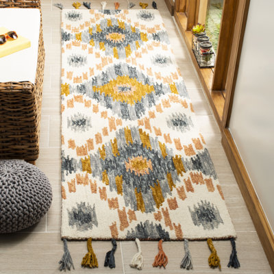 Niederanven Hand Hooked Wool Ikat Rug