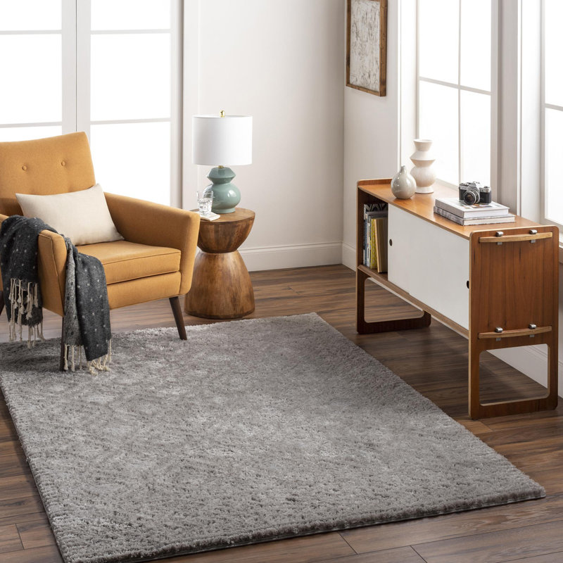 Khlani Delmy Diamond Gray Shag Area Rug, Rectangle 5'3" x 7'