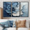«Blue White Coastal Garden Of Flowers II - Abstract Botanicals», ensemble de reproductions d'art mural