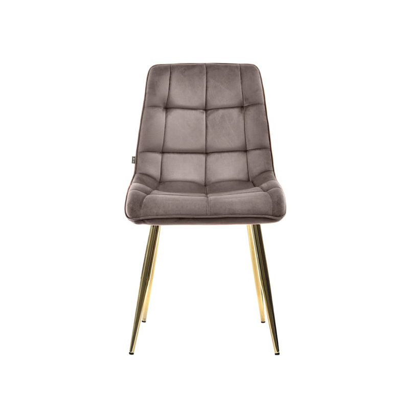 Alantae 121.9cm H Tufted Polyester Blend Upholstered Metal Side Chair, Golden, Grey