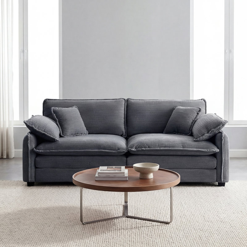 Sofa, Loveseat Sofa,  Corduroy Fabric, For Living Room, Gray