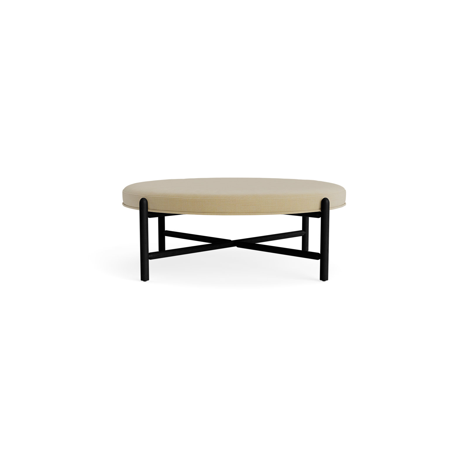 Vane 48" Round Ottoman, Black, Khaki