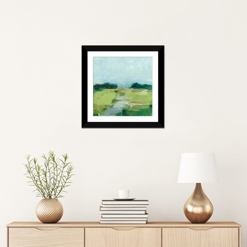 « rurale path i », impression sur toile, Papier d'art encadré noir, H 16 po x l 16 po x P 1 po, Blanc