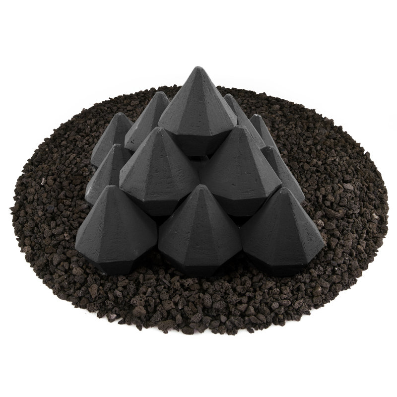 2'' x 2'' Ceramic Fire Pit Accessory, Charcoal Gray