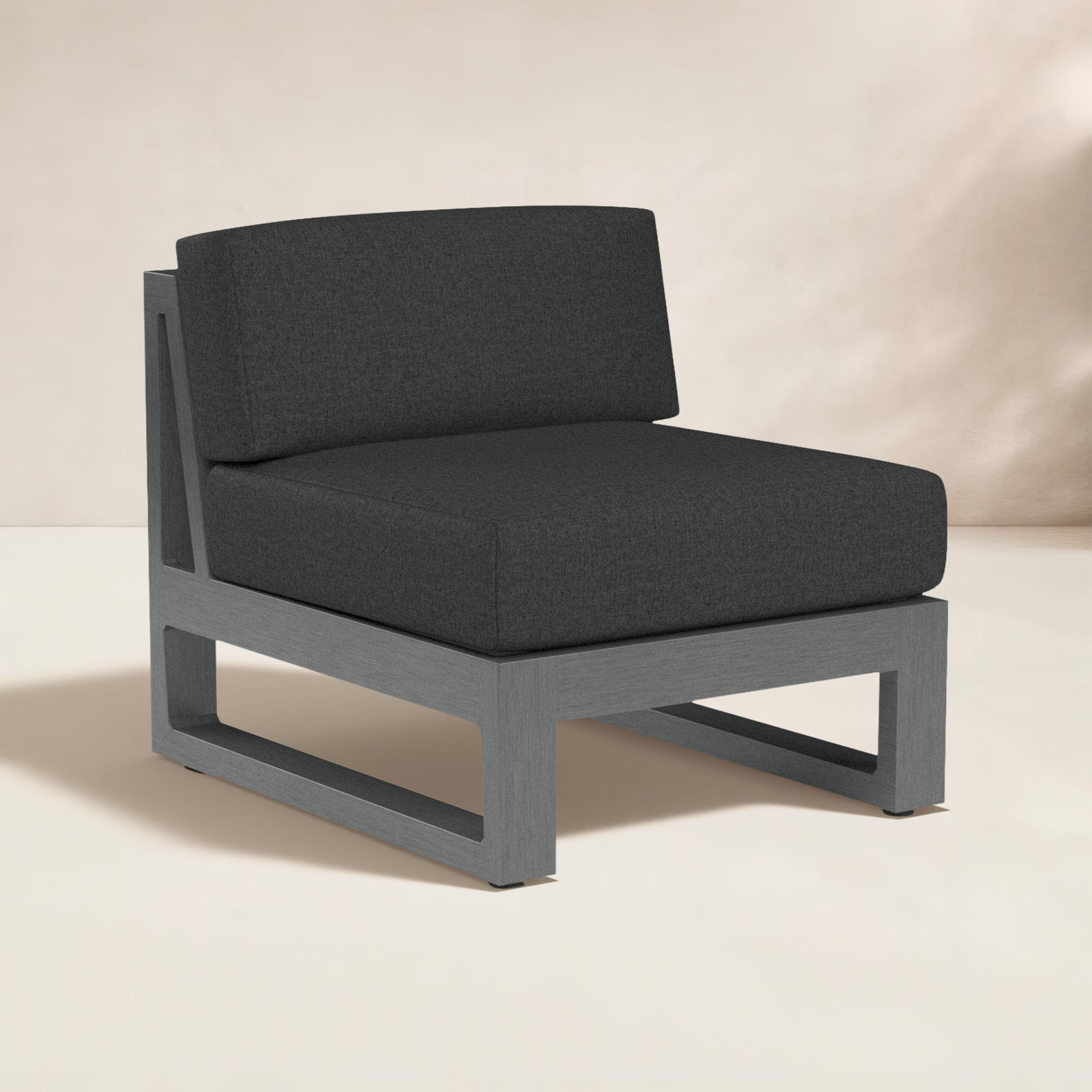 Georgie Aluminum Outdoor Armless Lounge Chair , Sunbrella® Cushions Included, Spectrum Carbon Sunbrella® Plainweave
