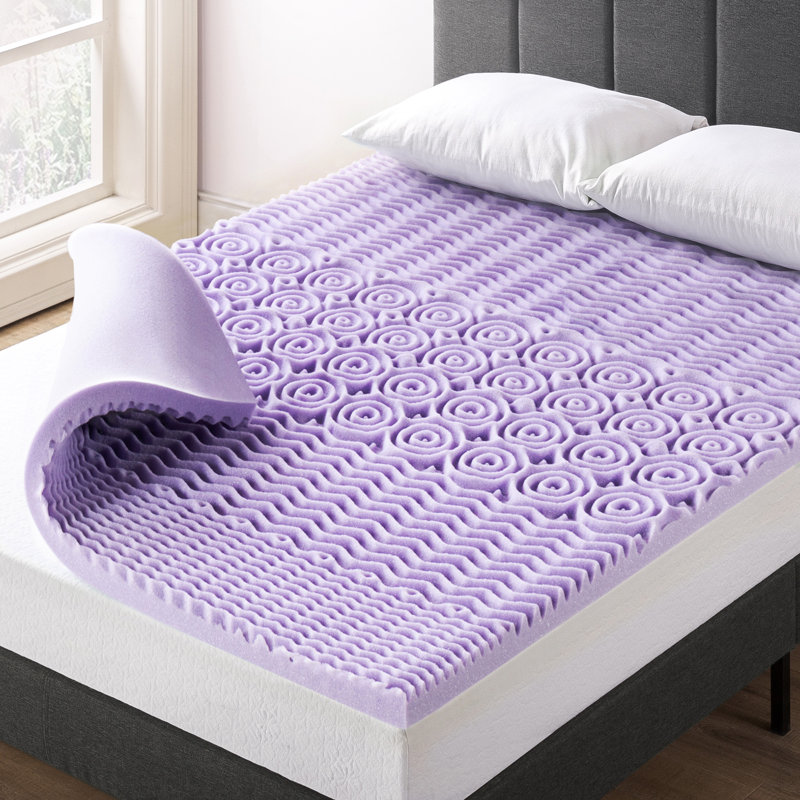 Mousse à mémoire de forme surmatelas à cinq zones IDA, Simple, 1.5", Lavande