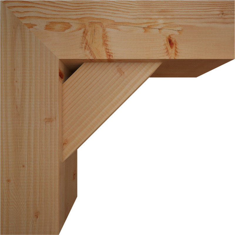 Traditional Block Bracket with Offset Brace, 22 x 22, 7 1/2"W Douglas Fir (Smooth)