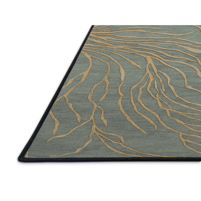 Tapis gris lavable à la machine, Rond 8 pi