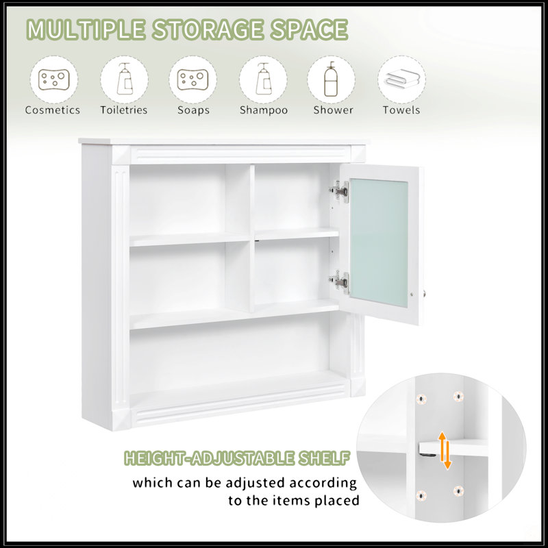 Armoire murale 32 po avec miroir, Blanc