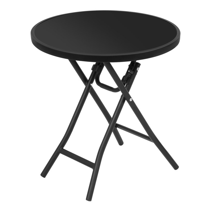 Htoo Round Metal Folding Outdoor Side Table , 46cm cm W 46cm cm D, Black