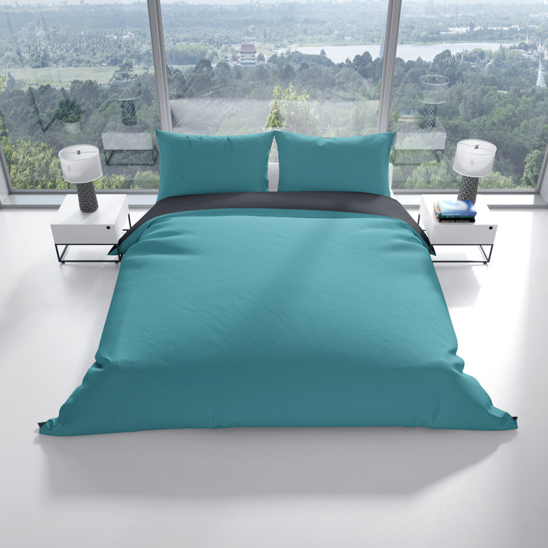 Reana Bedding, 200 x 220 cm - 2 Pillowcase (80 x 80 cm), Teal