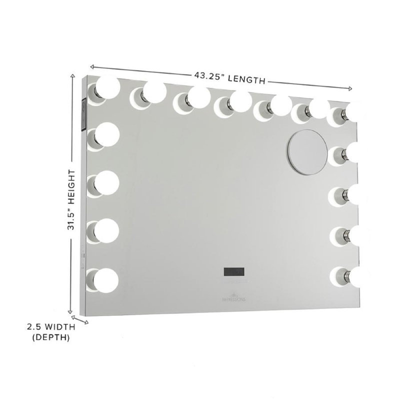 Hollywood Premiere Plus Vanity Mirror with 12 LED Bulbs 3X Magnifying Mirror with 2 USB Ports, White