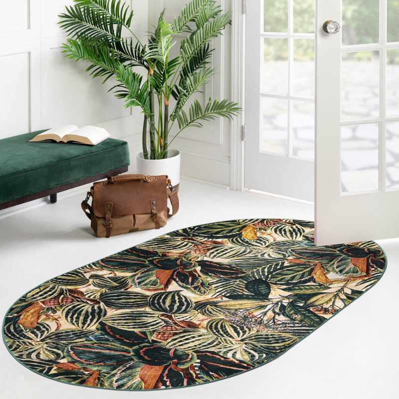 Herlong Floral Indoor Rug, Oval 5'3" x 7'10"