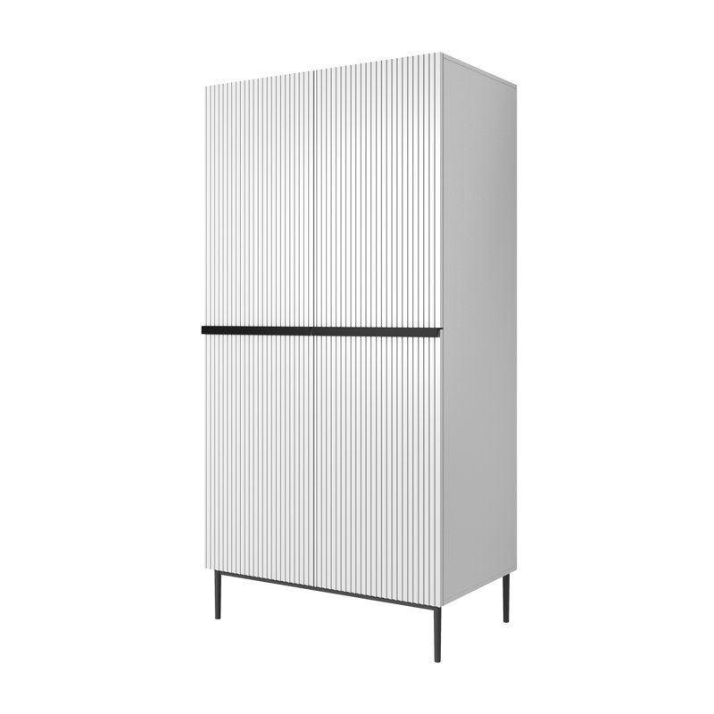 Alhowra 2 Door Manufactured Wood Wardrobe, White/Matte Black