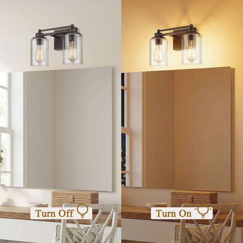 2 - Light Dimmable Vanity Light, Oil Rubbed Bronze