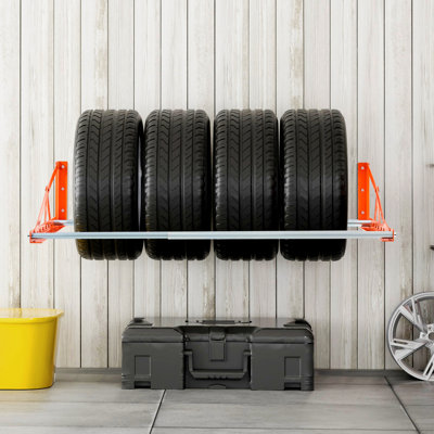 Wall Mounted Tire Rack 31  56 Adjustable Tire Rack Q235 HeavyDuty Steel Tire Storage Rack