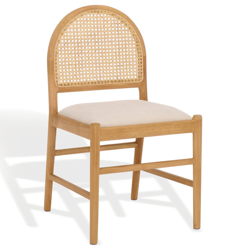 Laylie Leather Upholstered Dining Chair, Natural Boucle, Medium Oak