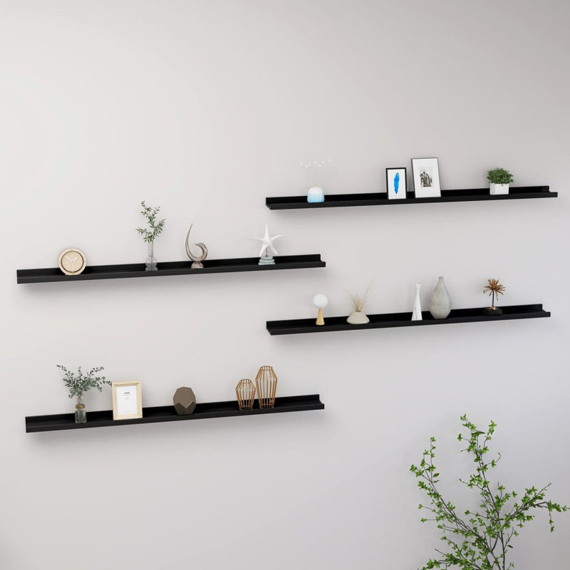 Gracelinn 4 Piece Floating Shelf, 3cm H x 100cm W x 9cm D, Black