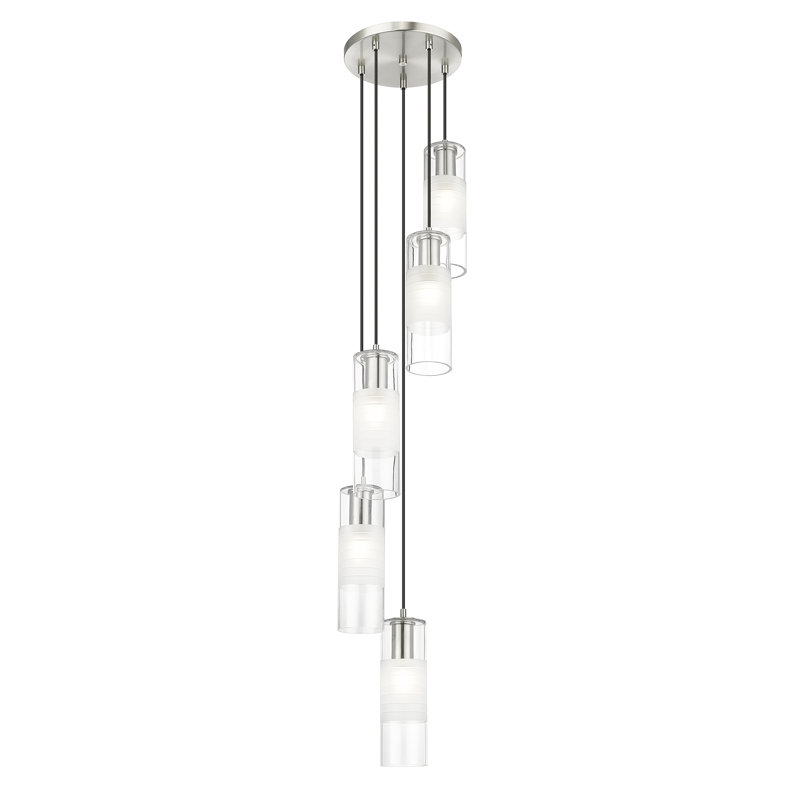 Lustre à 5 lumières Premislao, Nickel brossé