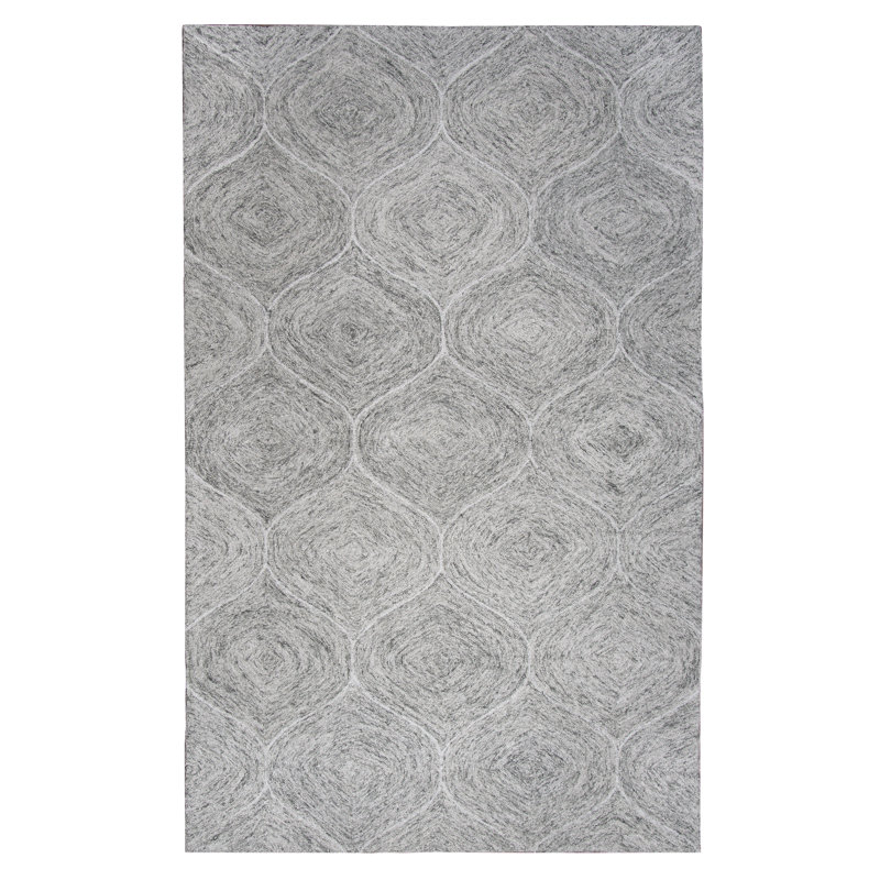 Tapis gris en laine touffeté à la main à motif géométrique Gaige, Rectangle 3 pi x 5 pi