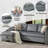 L-shaped Velvet Upholstered Sleeper Sofa and Chaise with Toss Pillows-1175793851