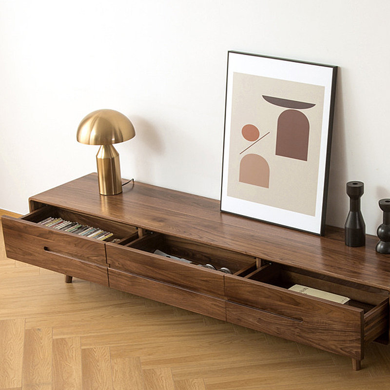 Meuble télé moderne et minimaliste en noyer noir, 94.49"